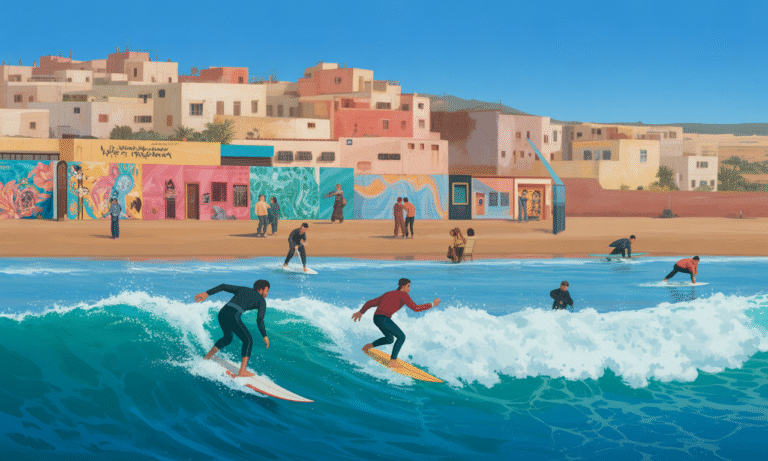 découvrez comment imsouane, village emblématique du surf au maroc, évolue face à la gentrification. entre l’arrivée de surfeurs, d’artistes et les transformations locales, plongez dans les enjeux d’un lieu en pleine mutation.