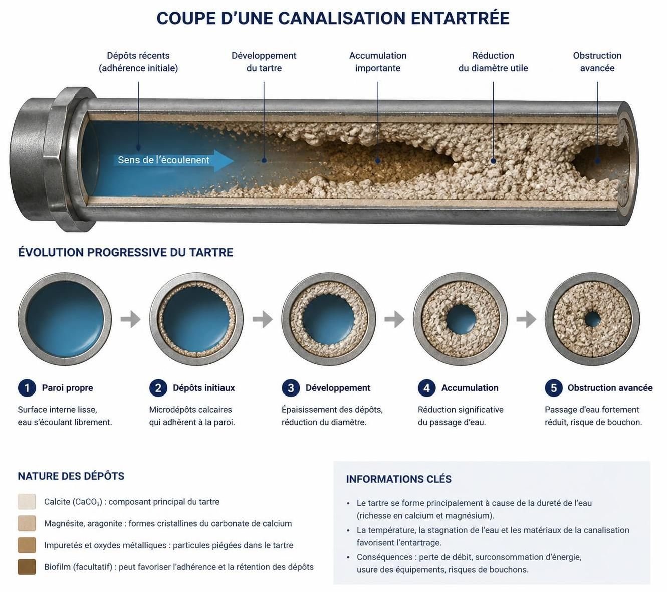 comment prévenir l'entartrage des canalisations causé par le calcaire, grâce à des méthodes naturelles et sans utiliser de produits agressifs.
